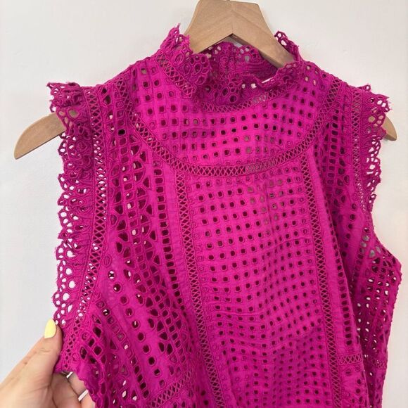 Sundance Lyra Eyelet Top, NEW with tags Size Small Fuchsia - Picture 9 of 15